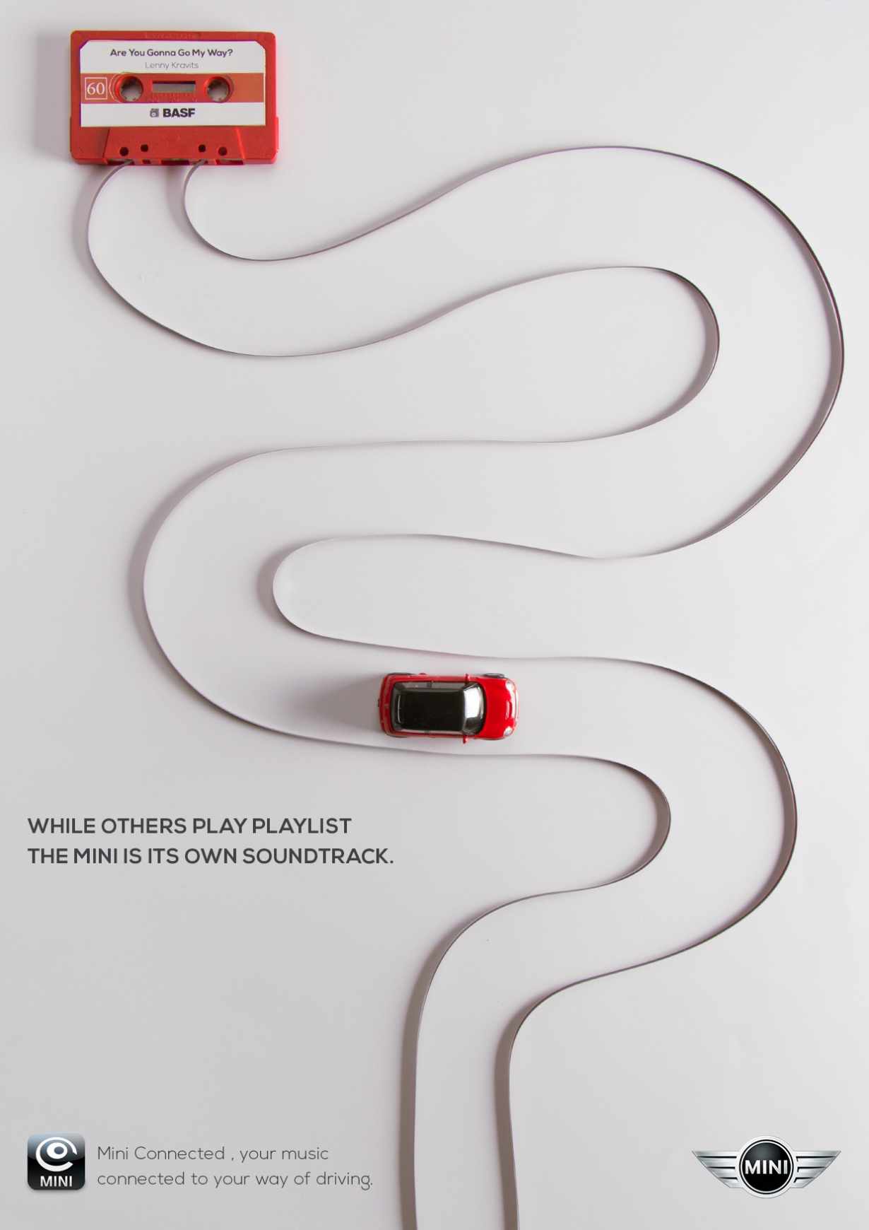 上海廣告設(shè)計(jì)公司分享——MINI汽車車載音樂平面廣告設(shè)計(jì)—磁帶廣告篇