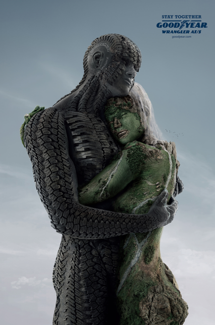 上海廣告設計公司分享：Goodyear固特異輪胎“擁抱大地”系列平面廣告創(chuàng)意設計1