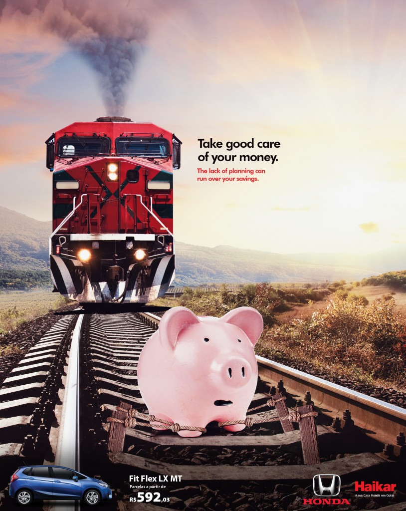 本田飛度“照顧好你的錢”汽車平面廣告創(chuàng)意設(shè)計-上海廣告設(shè)計公司分享-撞車篇