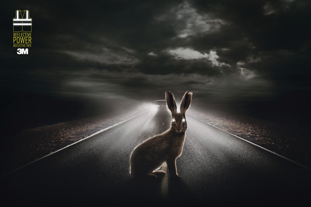 上海廣告策劃公司分享：3M反光膠帶工業(yè)品平面廣告策劃2-兔子篇