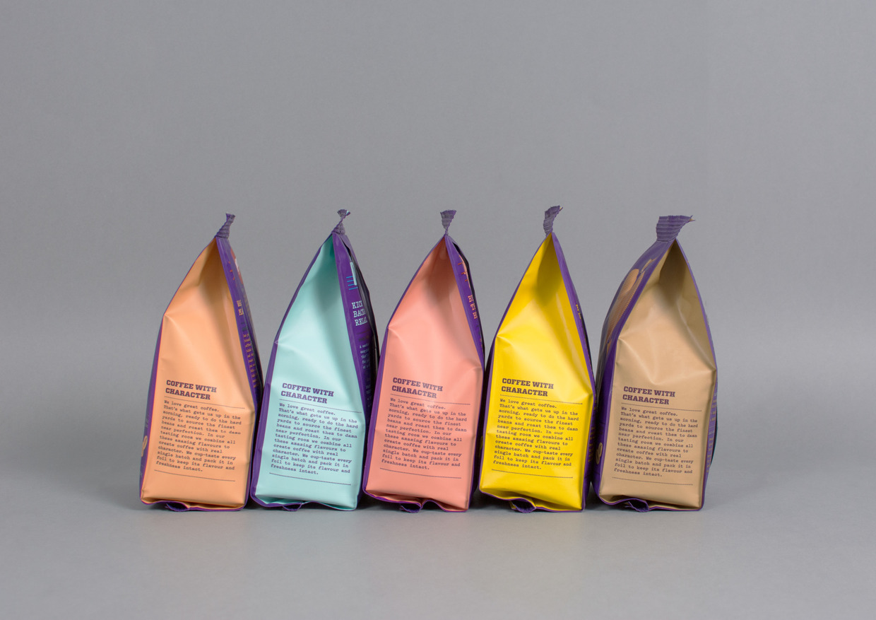 新西蘭重力咖啡漂亮的紫色包裝設(shè)計(jì)欣賞2側(cè)面效果圖-尚略廣告包裝設(shè)計(jì)公司