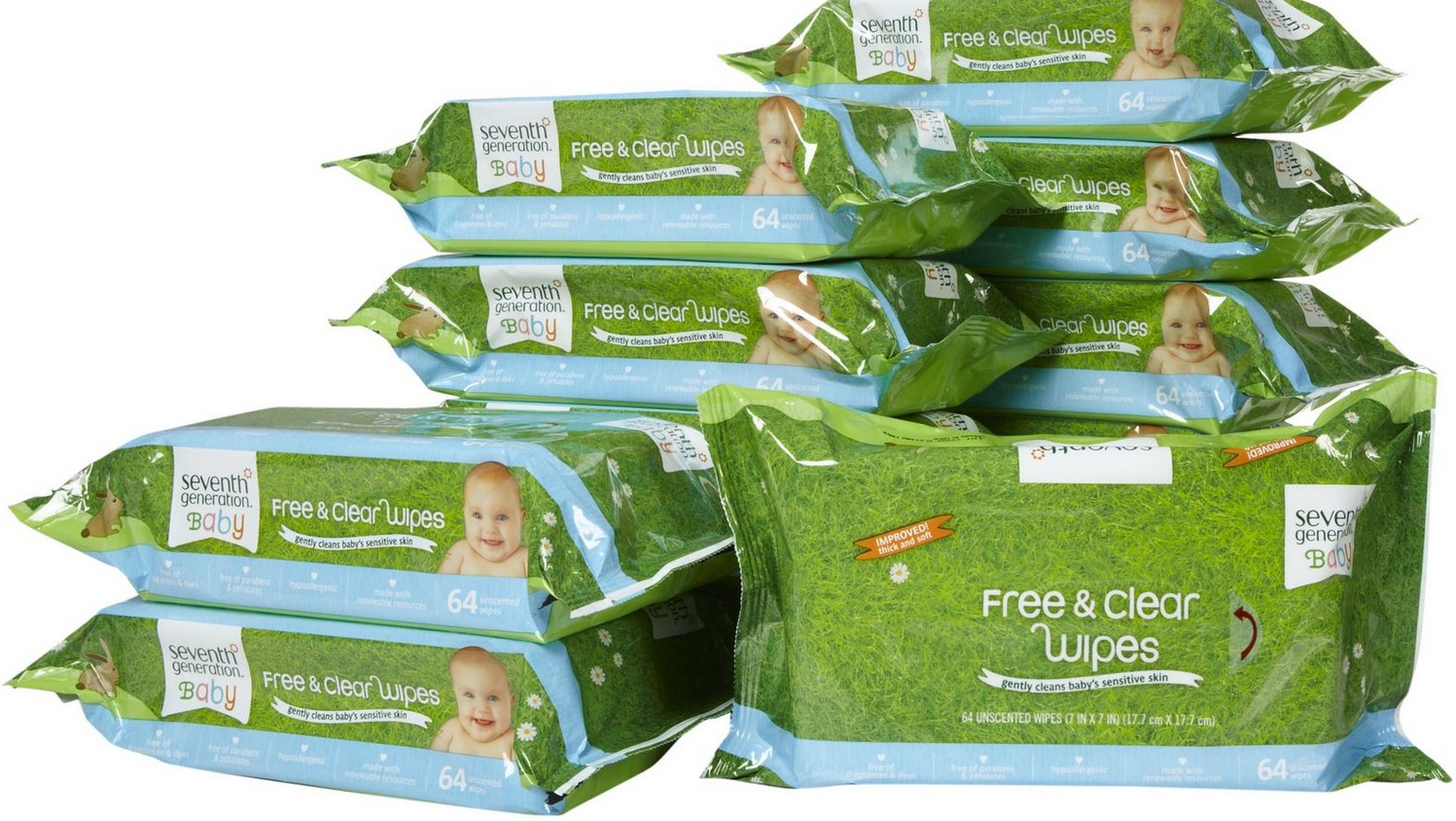 Seventh Generation嬰兒袋裝濕巾包裝設(shè)計(jì)側(cè)面陳列面效果圖-尚略廣告品牌策劃與廣告設(shè)計(jì)公司