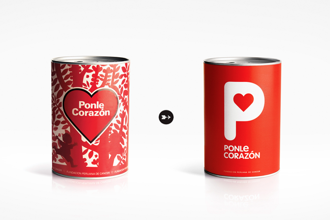 秘魯癌癥基金會Ponle Corazón 標志及品牌形象設計標志前后標志效果對比圖——尚略廣告設計公司標志設計公司