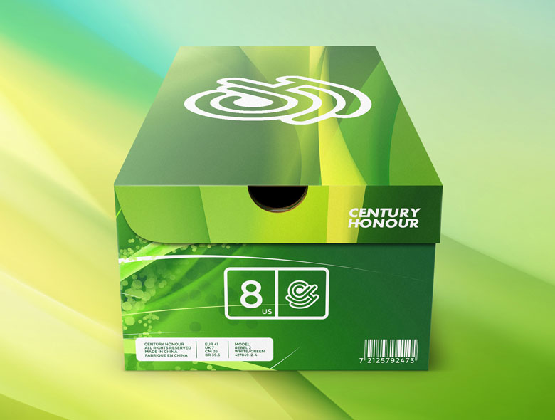 2.上海品牌設(shè)計公司——Century Honour 世紀(jì)榮譽休閑鞋品牌標(biāo)志設(shè)計2-鞋盒包裝設(shè)計-尚略上海策劃設(shè)計公司