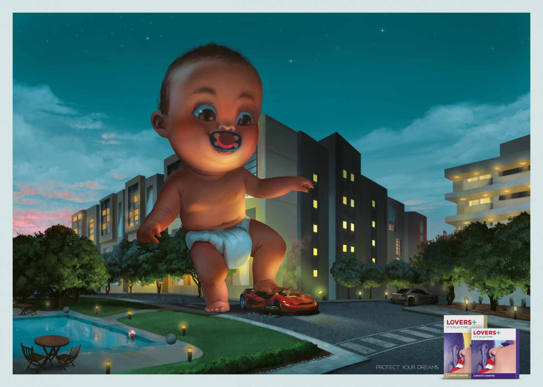 上海廣告設(shè)計(jì)公司分享Lovers Plus 安全套平面廣告設(shè)計(jì)汽車篇