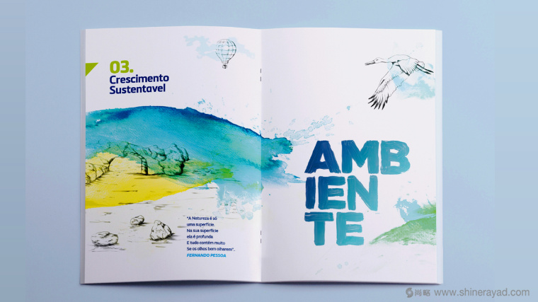 REN國際電力電網(wǎng)能源公司可持續(xù)發(fā)展清新水彩手繪企業(yè)宣傳畫冊設(shè)計7