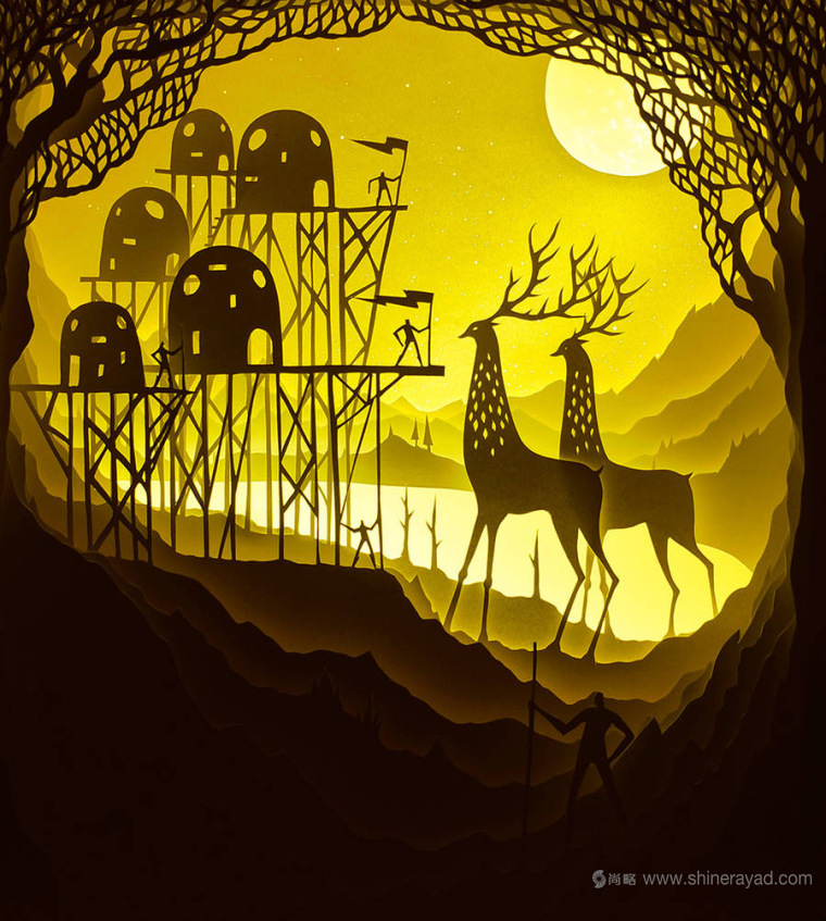 上海平面設(shè)計(jì)公司藝術(shù)修養(yǎng)：夢(mèng)幻上古世界剪紙疊加設(shè)計(jì)藝術(shù)插畫欣賞1