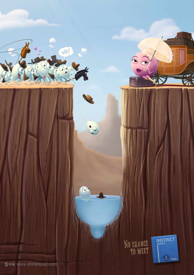 國(guó)外平面廣告佳作欣賞：nstinct 本能避孕套安全套平面創(chuàng)意廣告設(shè)計(jì)-牛仔篇