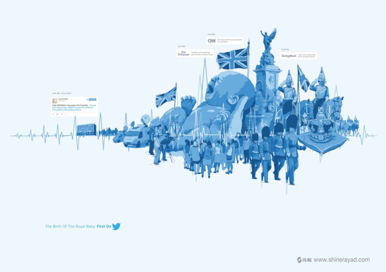 Twitter微博第一次上系列平面廣告創(chuàng)意設(shè)計(jì)心電圖篇-上海廣告設(shè)計(jì)公司2