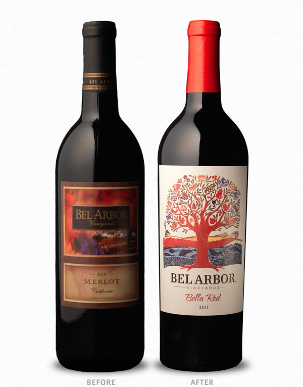 上海紅酒包裝設計公司設計欣賞:Bel Arbor 藝術樹酒標葡萄酒新舊包裝設計對比2 上海紅酒包裝設計公司設計欣賞:Bel Arbor 藝術樹酒標葡萄酒新舊包裝設計對比2