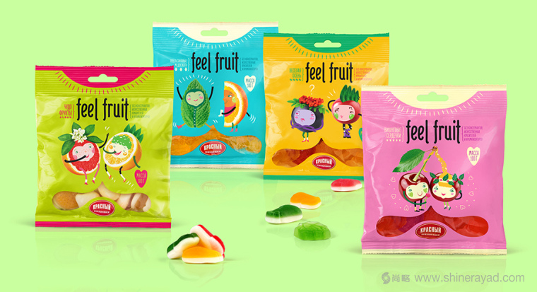 上海包裝設計公司設計欣賞：可愛卡通風格 Feel Fruit 水果軟糖果凍包裝設計2
