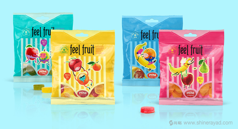 上海包裝設計公司設計欣賞：可愛卡通風格 Feel Fruit 水果軟糖果凍包裝設計8