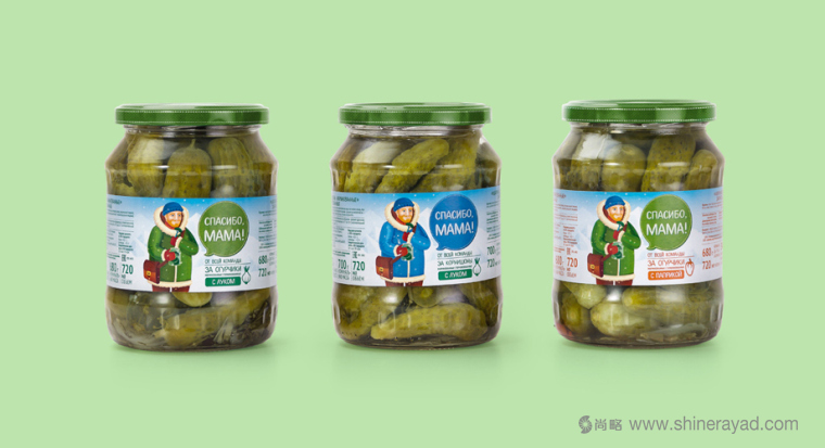 上海食品包裝設(shè)計(jì)公司分享手繪人物插圖風(fēng) мама 母親牌泡菜咸菜包裝設(shè)計(jì)-老奶奶版4