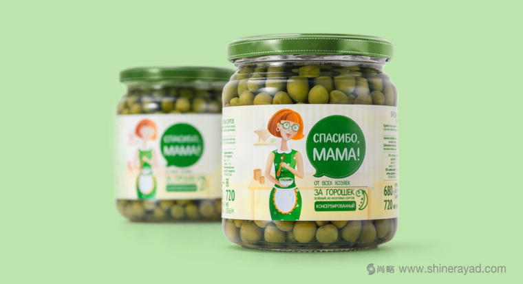 上海食品包裝設(shè)計(jì)公司分享手繪人物插圖風(fēng) мама 母親牌泡菜咸菜包裝設(shè)計(jì)-家庭主婦6