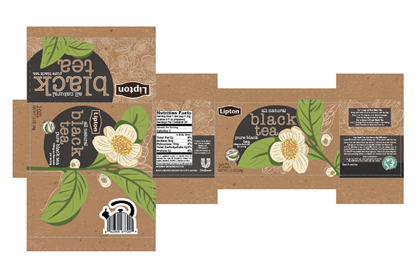 Lipton 立頓袋裝茶牛皮紙包裝設(shè)計(jì)-包裝刀版設(shè)計(jì)