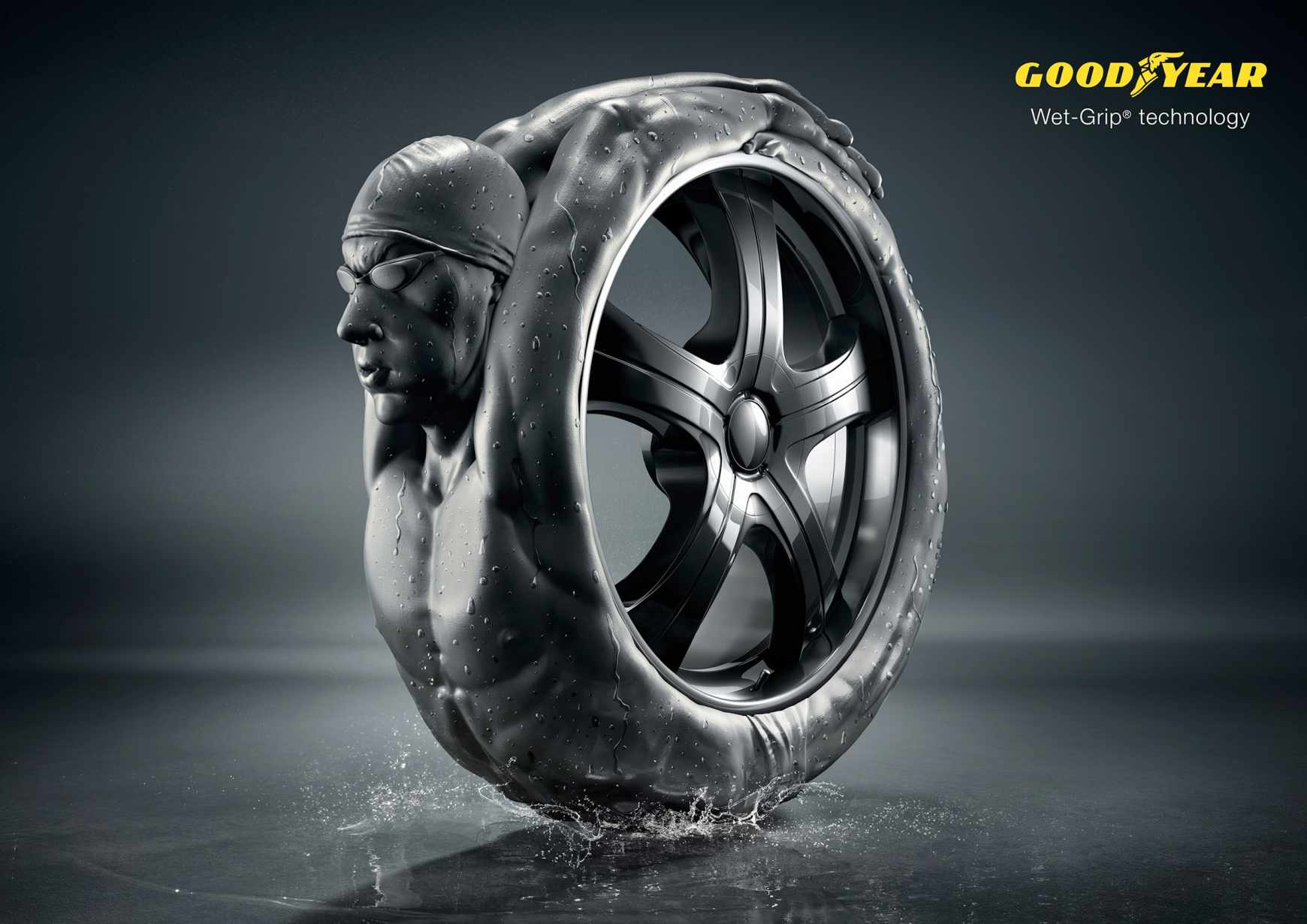 Goodyear 固特異輪胎“濕地抓地力”平面廣告創(chuàng)意設(shè)計1
