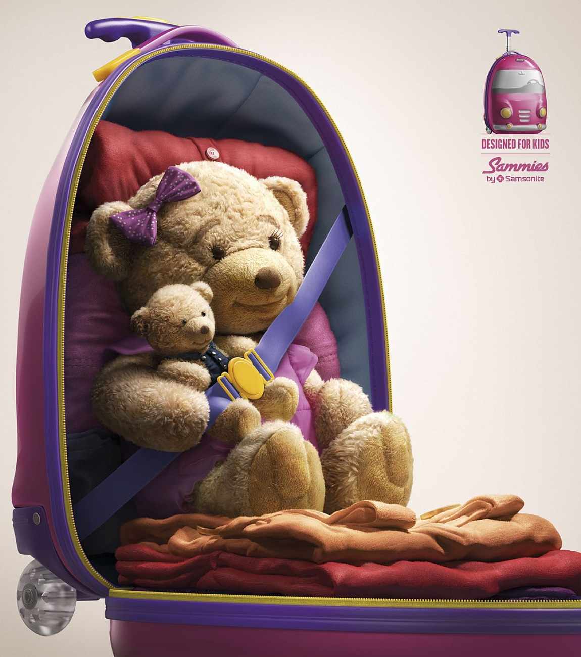上海廣告設計公司分享Samsonite新秀麗)Sammies卡通箱包平面廣告創(chuàng)意設計－小熊篇