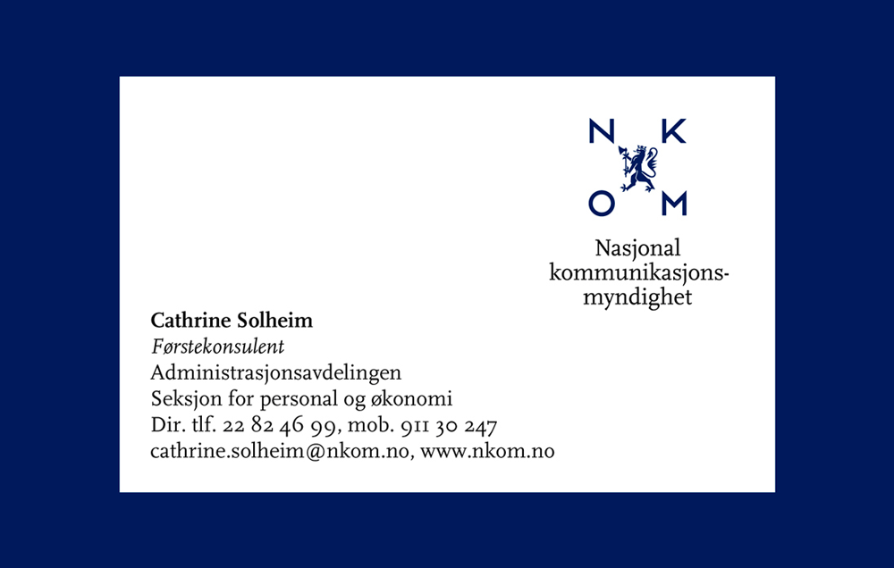 上海標(biāo)志設(shè)計(jì)公司尚略廣告分享：挪威Norwegian通信管理局標(biāo)志設(shè)計(jì)品牌設(shè)計(jì)4-名片設(shè)計(jì)