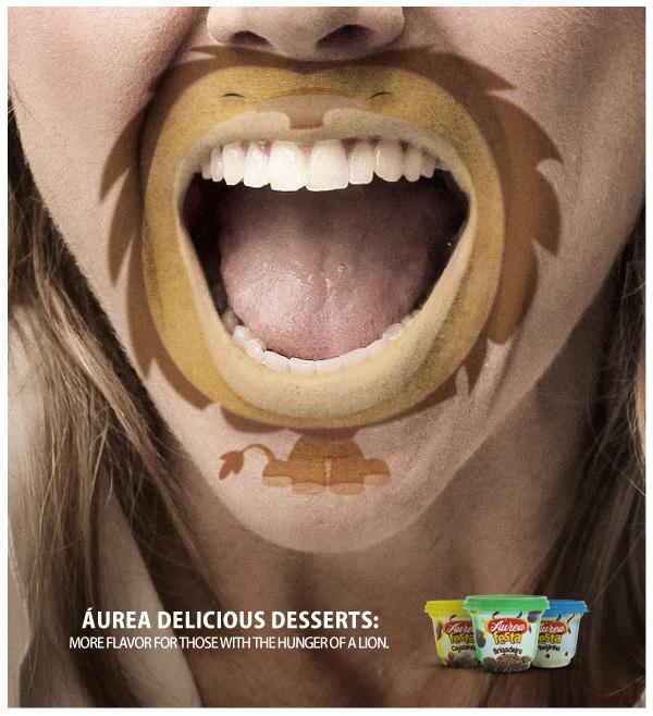 上海廣告設(shè)計(jì)公司尚略廣告分享：Aurea 酸奶冰淇淋食品平面廣告創(chuàng)意設(shè)計(jì)2-獅子篇