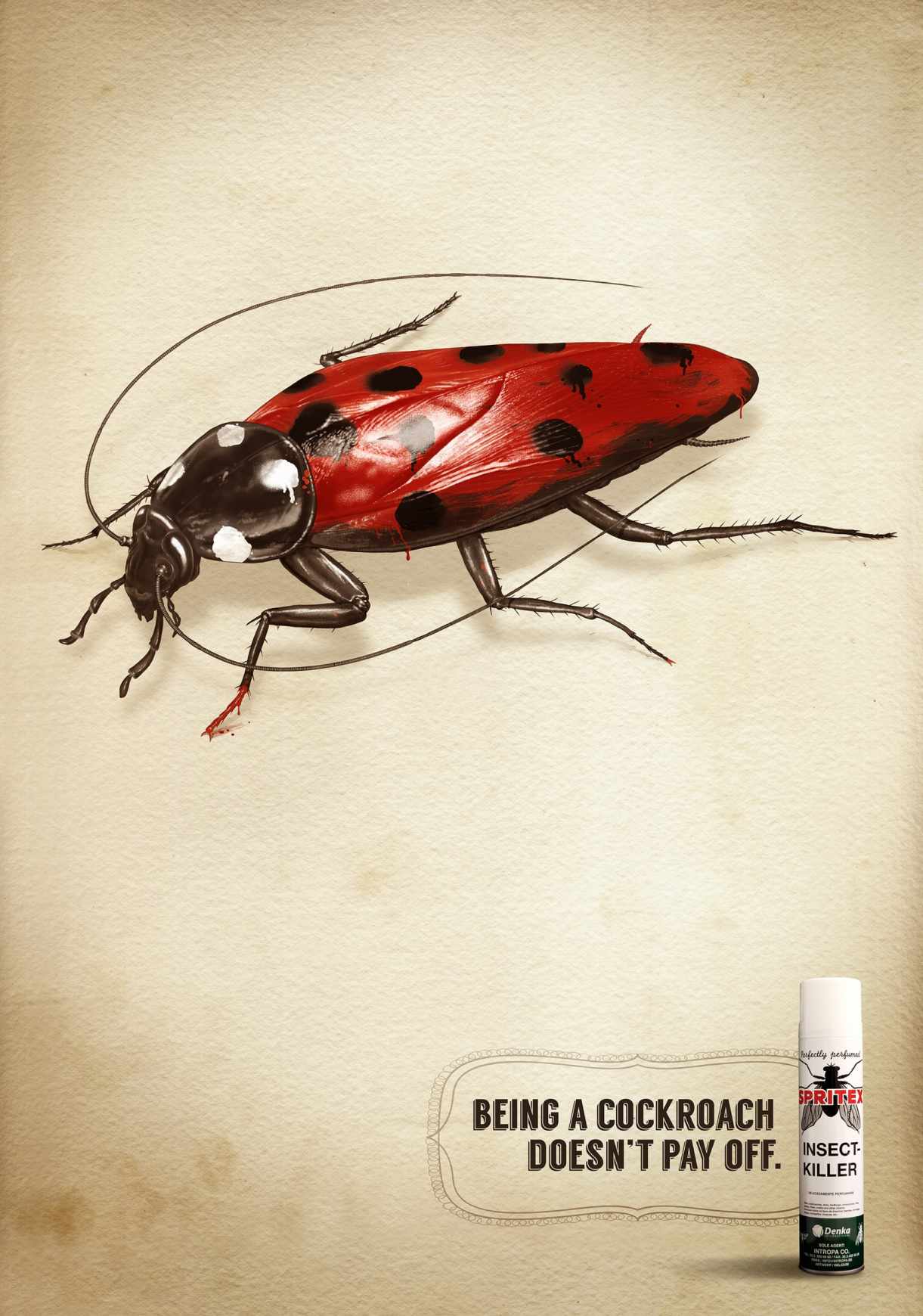 Spritex 殺蟲劑平面廣告創(chuàng)意設(shè)計(jì)-上海廣告設(shè)計(jì)公司分享3-蟑螂篇
