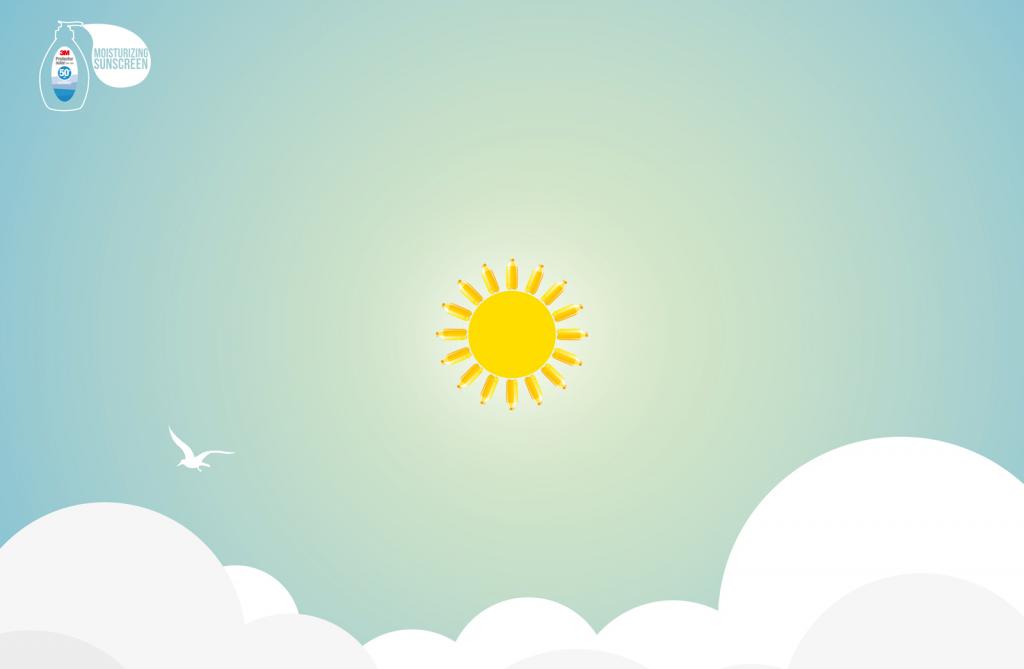 上海廣告設(shè)計(jì)公司分享：3M防曬霜太陽篇平面廣告創(chuàng)意設(shè)計(jì)-水篇