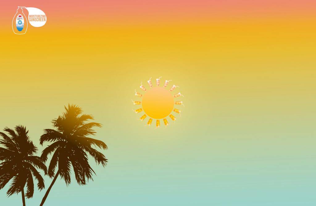 上海廣告設計公司分享：3M防曬霜太陽篇平面廣告創(chuàng)意設計-果汁篇