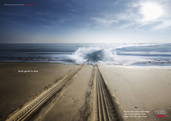 上海廣告設(shè)計公司廣告知識：廣告創(chuàng)意設(shè)計的表現(xiàn)手段-奧迪汽車廣告圖片