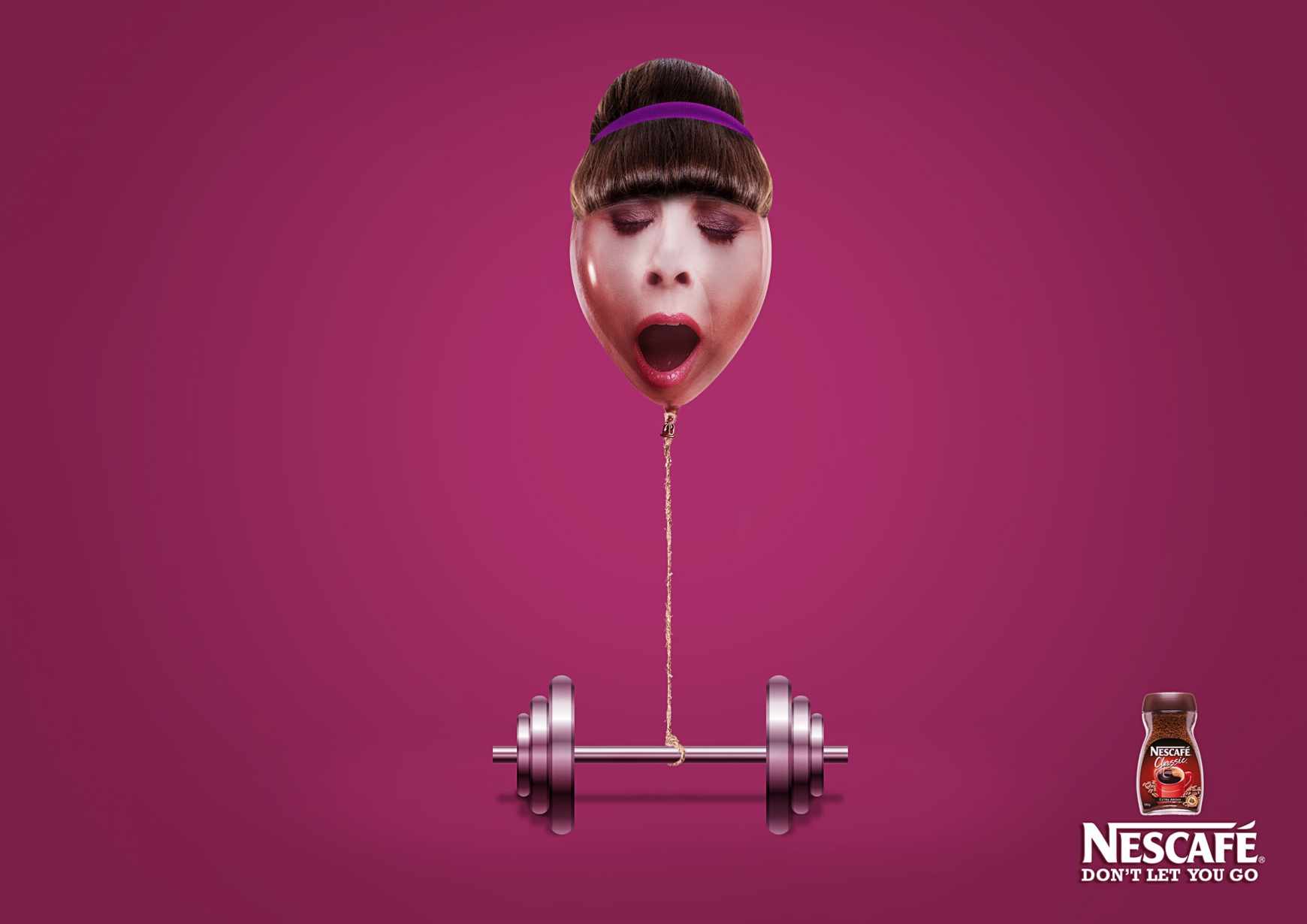 上海廣告設(shè)計(jì)公司分享雀巢咖啡飲品創(chuàng)意平面廣告設(shè)計(jì)-杠鈴篇