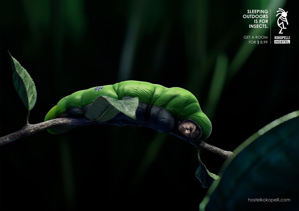 Kokopelli背包客旅館青蟲篇創(chuàng)意平面廣告設計-上海廣告設計公司國外創(chuàng)意廣告欣賞1