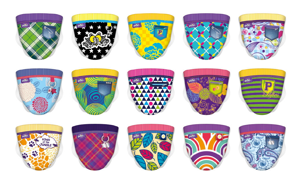 ufies 時尚嬰兒尿布紙尿褲包裝設計-上海包裝設計尚略設計推薦3--尿布圖案設計2