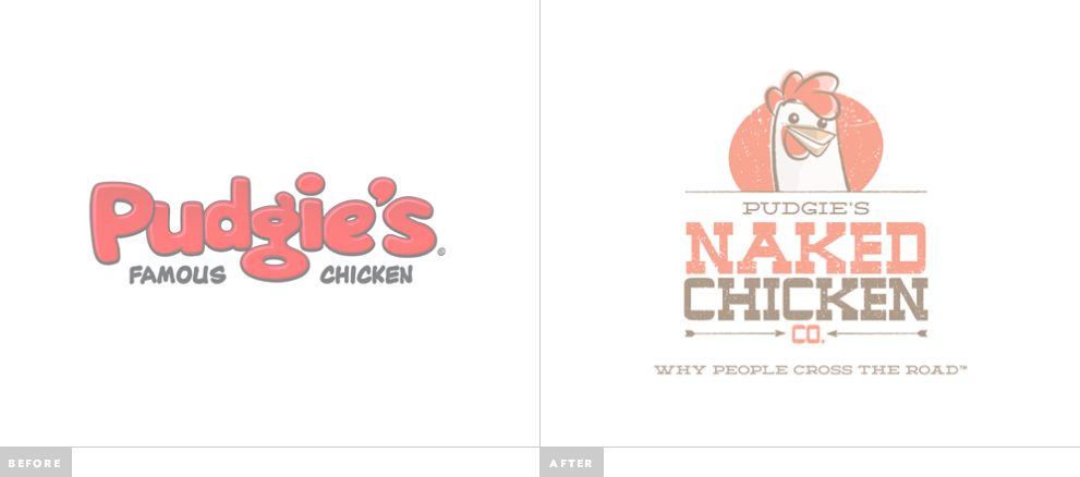 Pudgie 炸雞連鎖快餐廳標(biāo)志設(shè)計(jì)-新舊標(biāo)志對比-上海標(biāo)志設(shè)計(jì)公司2