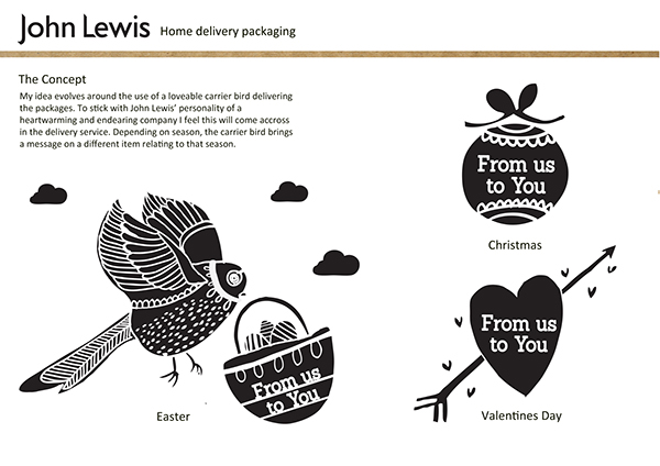 John Lewis 快遞包裝箱-鳥兒標(biāo)志設(shè)計(jì)2