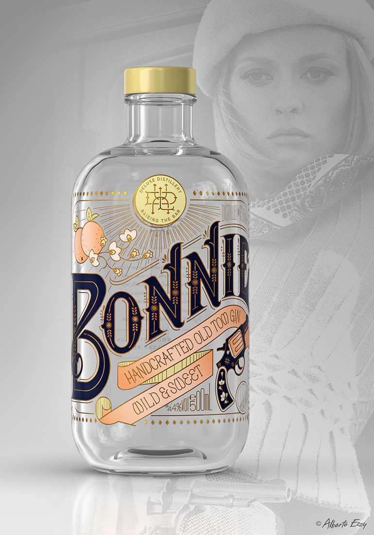 BONNIE & CLYDE Gin 杜松子白酒包裝設(shè)計(jì)-國外包裝設(shè)計(jì)欣賞2