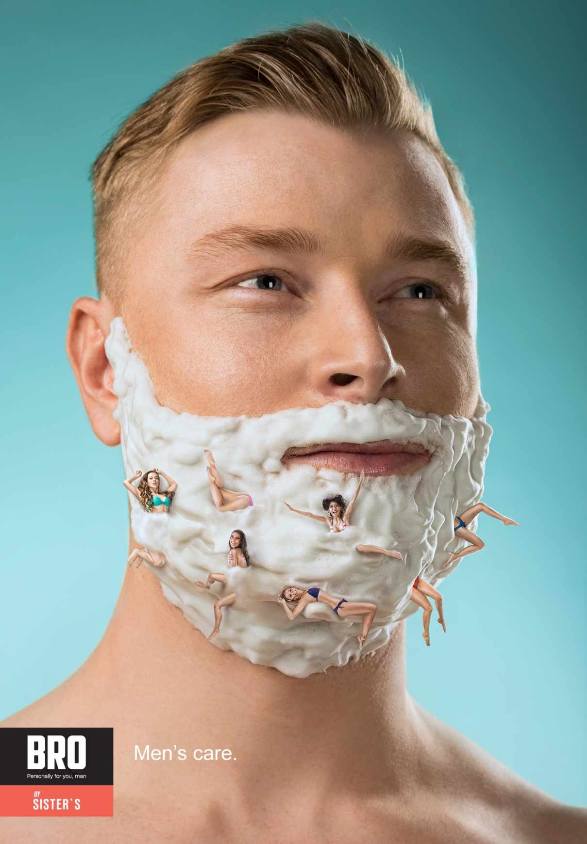 尚略上海廣告策劃公司分享：BRO 男士護膚品平面廣告創(chuàng)意設計2-泡沫篇
