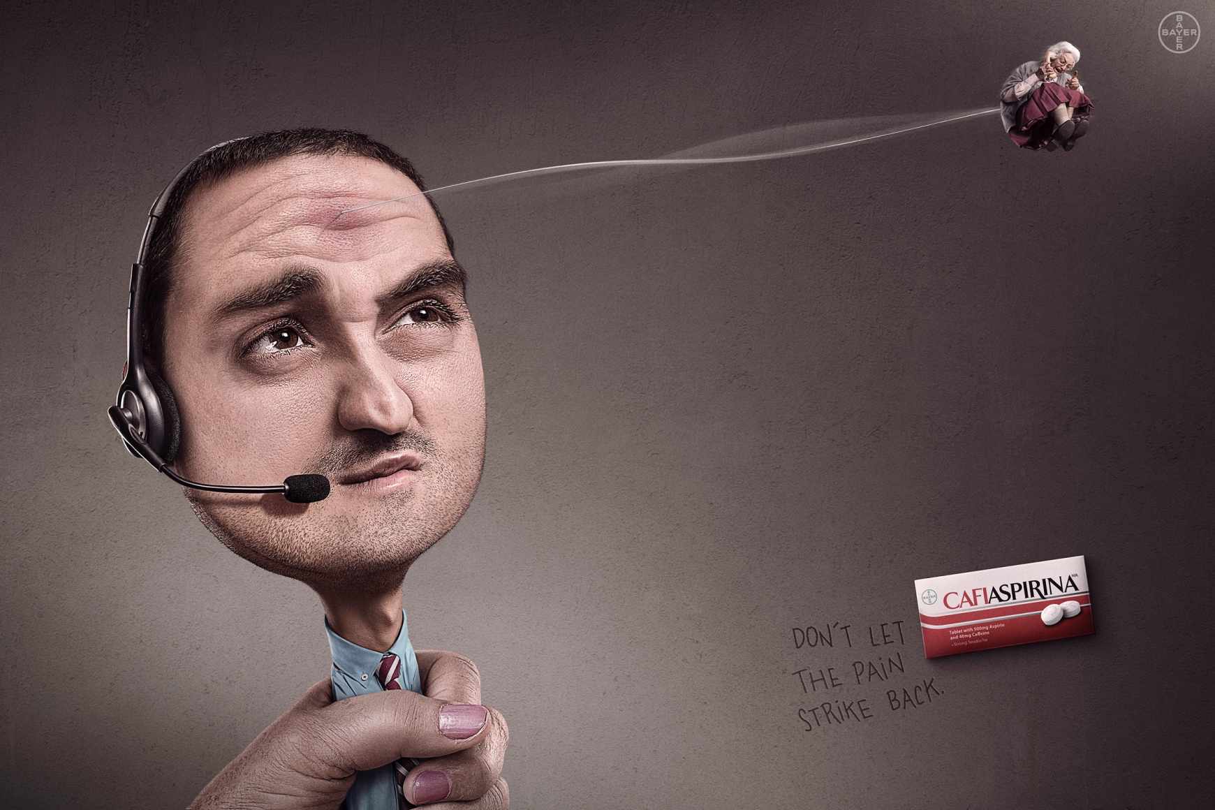 拜耳Cafiaspirina 頭疼藥平面創(chuàng)意廣告設計-電話篇