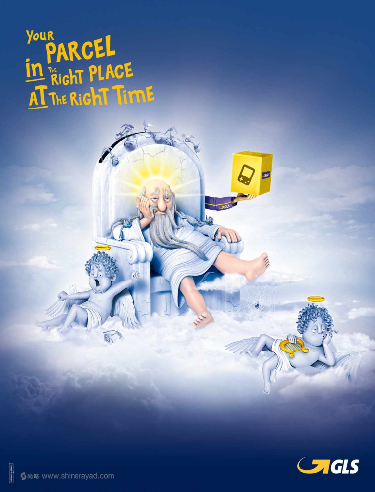 GLS快遞動(dòng)漫插畫平面創(chuàng)意廣告設(shè)計(jì)上帝電話篇 GLS快遞動(dòng)漫插畫平面創(chuàng)意廣告設(shè)計(jì)上帝電話篇