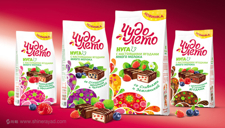 俄羅斯牛奶漿果夾心巧克力插畫包裝設計2