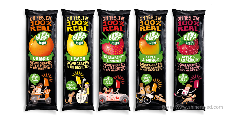 國外包裝設(shè)計欣賞:插畫風(fēng)格Yummy Lollies 果味棒棒冰外包裝設(shè)計1