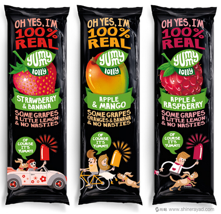 國外包裝設(shè)計欣賞:插畫風(fēng)格Yummy Lollies 冰棍果味棒棒冰外包裝設(shè)計3