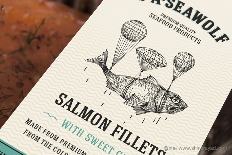 JASeawolf鮭魚(yú)片海鮮產(chǎn)品包裝設(shè)計(jì)（線條插畫(huà)風(fēng)格包裝設(shè)計(jì)）1