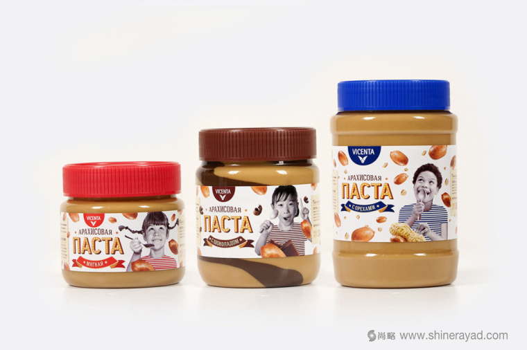 俄羅斯VICENTA兒童風(fēng)格花生醬包裝設(shè)計(jì)5-全系列包裝設(shè)計(jì)