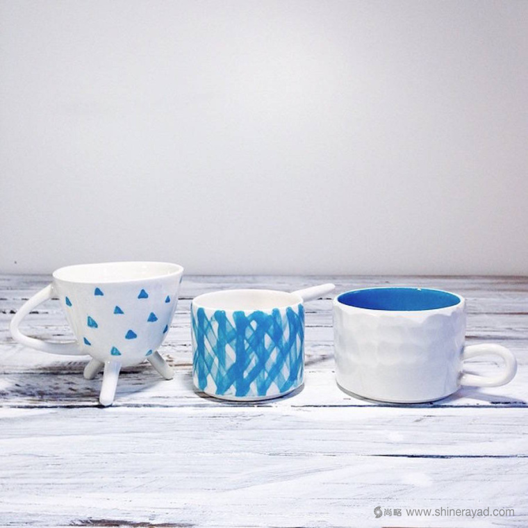 白色瓷器瓷杯淡藍(lán)水彩藝術(shù)創(chuàng)意設(shè)計(jì)欣賞8