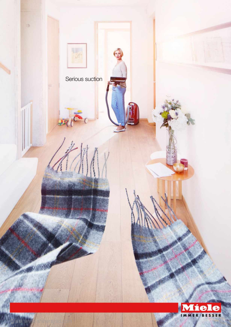 Miele吸塵器強大吸力平面廣告創(chuàng)意設(shè)計-上海廣告設(shè)計公司廣告欣賞-圍巾篇1