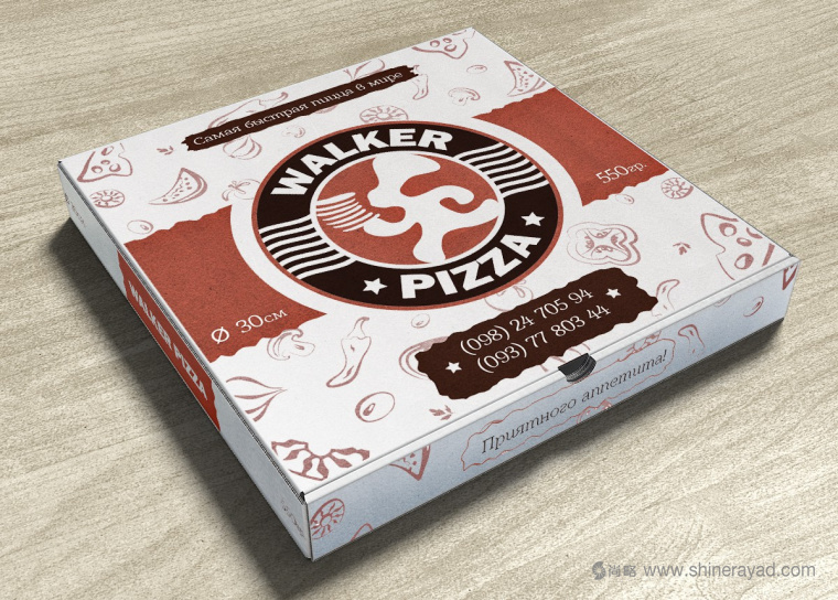 6 Walker pizza披薩連鎖店品牌VI視覺形象設(shè)計-披薩包裝盒設(shè)計2