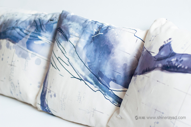 紡織品抱枕藍鯨水彩插畫設計-上海平面設計公司8