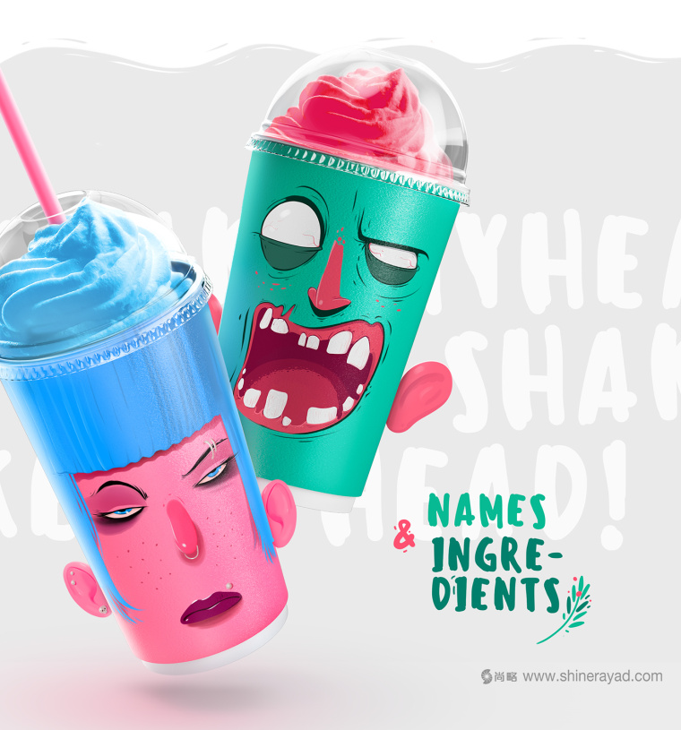 “夸張人物頭像表情插畫篇”奶昔飲料杯設計包裝設計-上海包裝設計公司4