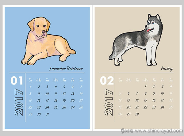 狗狗主題臺(tái)歷設(shè)計(jì)--2017年最佳臺(tái)歷設(shè)計(jì)靈感-上海品牌設(shè)計(jì)公司-上海平面設(shè)計(jì)公司