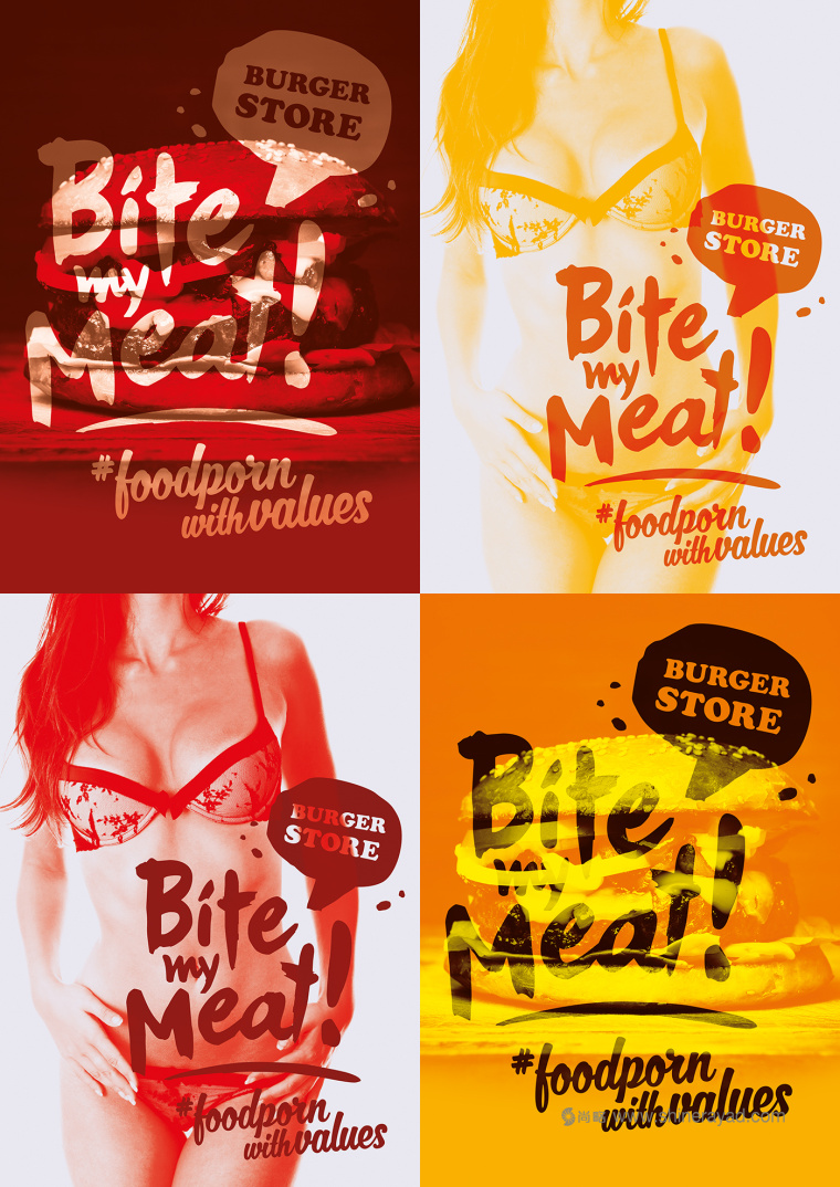 Bite My Meat 漢堡概念餐廳品牌VI視覺(jué)形象設(shè)計(jì)“女性身體篇”-上海品牌設(shè)計(jì)公司