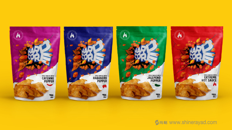 HARDCORE 辛辣口味休閑小零食包裝設(shè)計(jì)-上海包裝設(shè)計(jì)公司