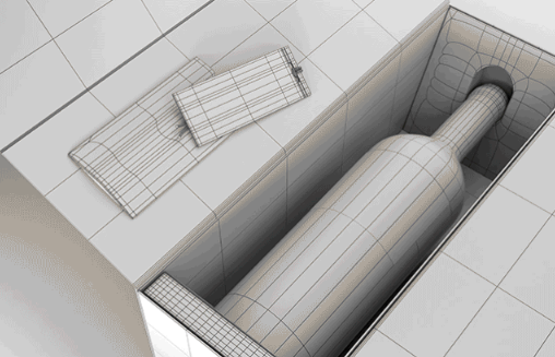 紅酒包裝設計。3D建模和渲染里昂視覺效果